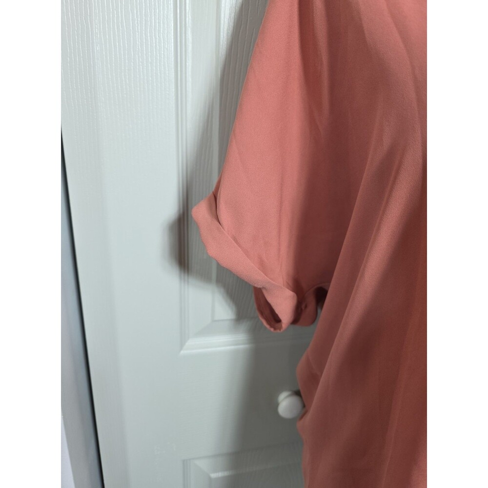 Alya Rust/Orange Short Sleeve Size S Chiffon Cap Sleeve Top Blouse Pull On Shirt - Picture 2 of 11
